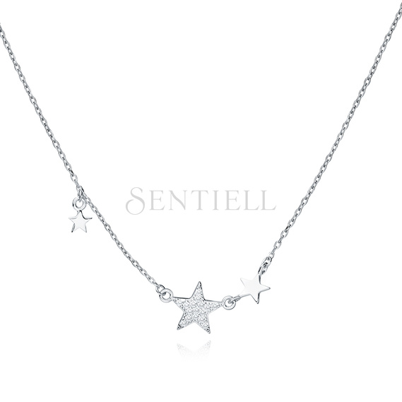 Silver (925) necklace - stars with zirconia