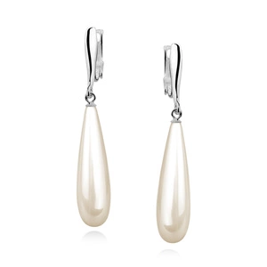 Silver earrings 925 tears - pech coulor shell pearl