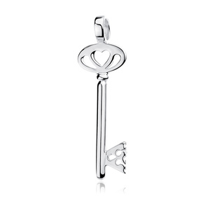 Silver (925) pendant Zirconia - Heart key