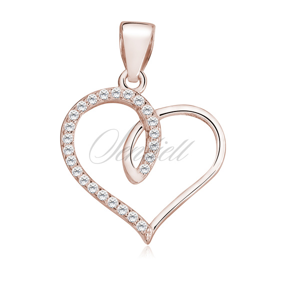 Silver (925) rose gold-plated heart pendant with zirconia