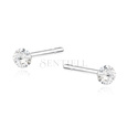 Silver (925) earrings round white zirconia diameter 3mm