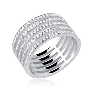 Silver (925) big ring with white zirconia