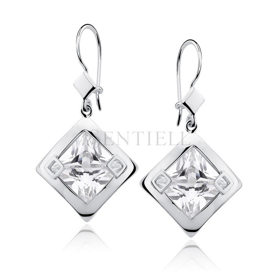 Silver (925) Earrings big white zirconia