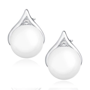 Silver (925) pearl earrings with zirconia