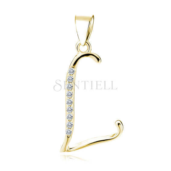 Silver (925) gold-plated pendant white zirconias - letter L