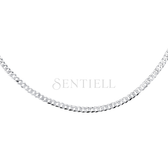 Silver (925) diamond-cut chain - curb extra flat Ø 100 rhodium-plated