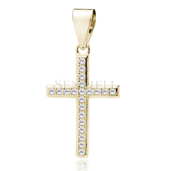 Silver (925) gold-plated pendant cross with zirconia