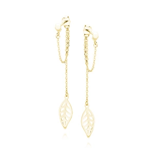 Silver (925) gold-plated earrings chains with a leaf