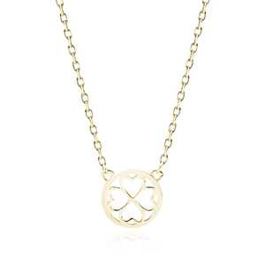 Silver (925) gold-plated necklace - clover / hearts in a circle