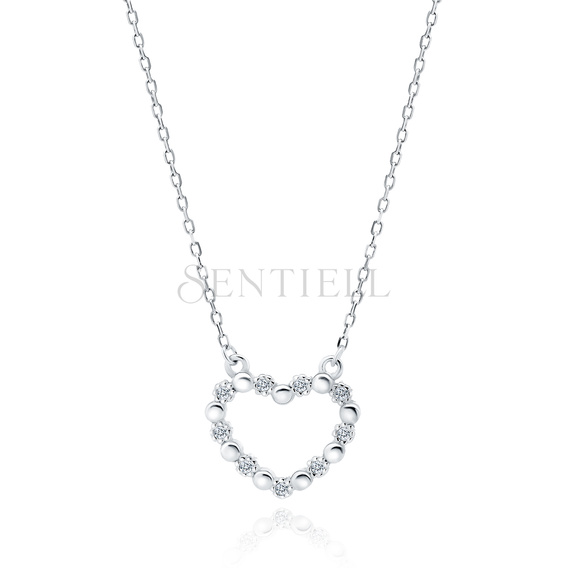 Silver (925) necklace - heart with zirconias