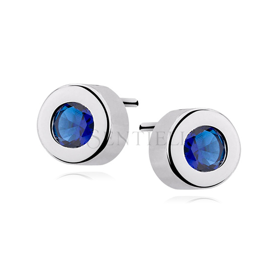 Silver (925) round earrings sapphire zirconia