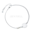 Silver (925) bracelet - round plate, two types of chain and pearls