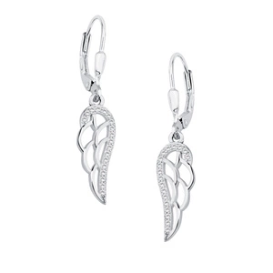 Silver (925) Earrings - wings with white zirconia