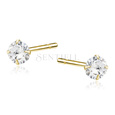 Silver (925) gold-plated earrings round white zirconia diameter 4mm