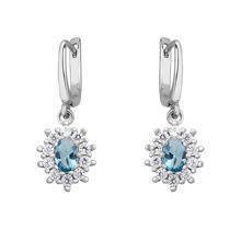 Silver (925) Earrings aquamarine colored zirconia