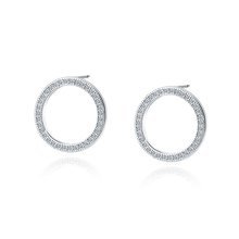 Silver (925) Earrings - cirlces with white zirconia