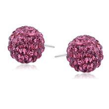 Silver (925) Earrings disco ball 10mm rose