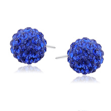 Silver (925) Earrings disco ball 10mm sapphire