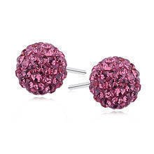 Silver (925) Earrings disco ball 8mm rose