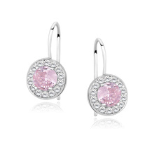 Silver (925) Earrings light pink colored zirconia