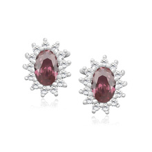 Silver (925) Earrings ruby colored zirconia