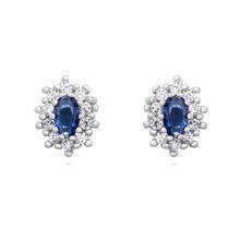 Silver (925) Earrings sapphire colored zirconia