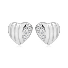 Silver (925) Earrings zirconia hearts microsetting