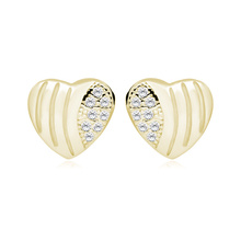 Silver (925) Earrings zirconia hearts microsetting gold-plated