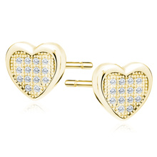 Silver (925) Earrings zirconia microsetting hearts gold-plated