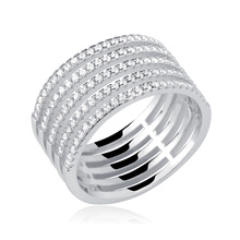 Silver (925) big ring with white zirconia