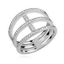 Silver (925) big ring with white zirconia