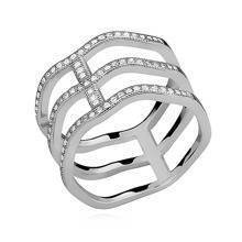 Silver (925) big ring with white zirconia