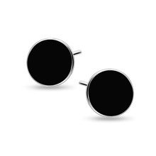 Silver (925) black enameled earrings - circles
