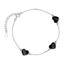 Silver (925) bracelet - heart with black enamel