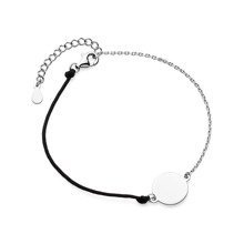 Silver (925) bracelet with black cord - circle