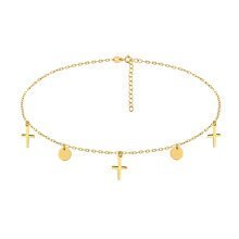 Silver (925) choker necklace with round pendants and crosses, gold-plated