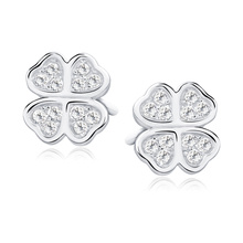 Silver (925) clover earrings with zirconia