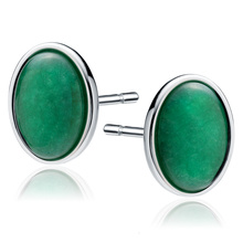 Silver (925) earings with green jadeite