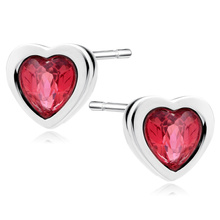 Silver (925) earring hearts with pink zirconias