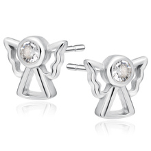 Silver (925) earrings angels with white zirconia