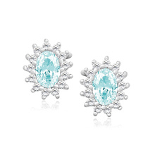 Silver (925) earrings aquamarine colored zirconia