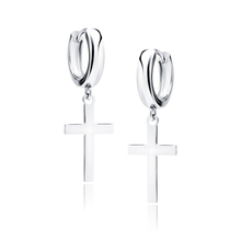 Silver (925) earrings - circle with cross