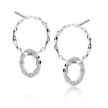 Silver (925) earrings - cirlces with zirconia