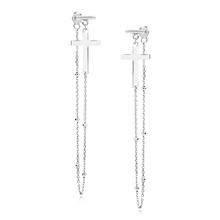 Silver (925) earrings cross and chain with balls