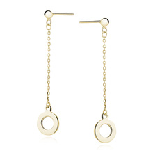 Silver (925) earrings - hanging, gold-plated circles