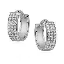 Silver (925) earrings hoop with three rows of zirconia