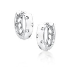 Silver (925) earrings hoop with white zirconias