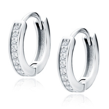 Silver (925) earrings hoop with zirconias