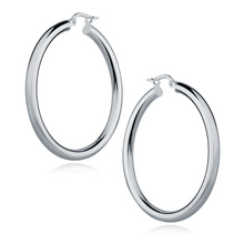 Silver (925) earrings hoops - highly polished