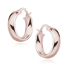 Silver (925) earrings hoops - highly polished, rose gold-plated